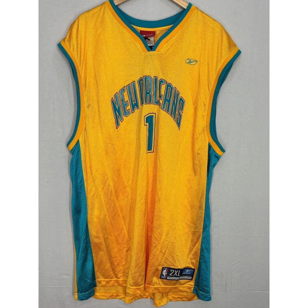 New Orleans Hornets Reebok Jersey Men's Yellow Team Apparel‎ Baron Davis #1 XXL